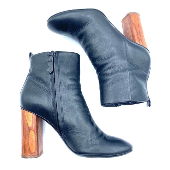 Tory Burch Shoes - Tory Burch Raya Black 100mm Bootie Tumbled Vitello Wooden Heel